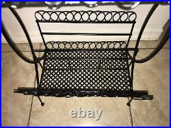 Vintage Mid Century Punched Metal Mesh Wire Side Table Stand Plant Record Atomic
