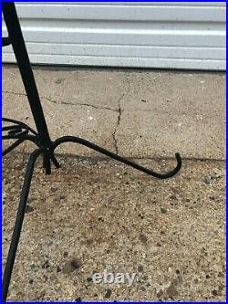 Vintage Mid Century Wrought Iron Twisted Metal Spiral Plant Stand Retro