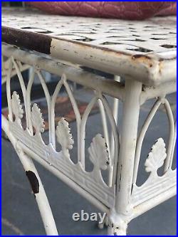 Vintage Off White Garden Patio Side Table Plant Stand Basket