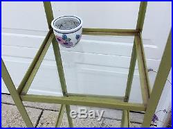 Vintage Ornate metal 3 shelf etagere curio plant stand glass country cottage sha