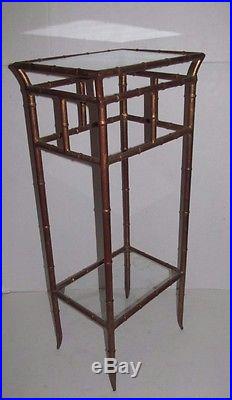 Vintage Phyllis Morris Style Chinese Chippendale Faux Bamboo Metal Plant Stand