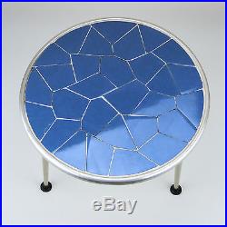 Vintage Plant Stand Coffee Table Blue Tiles Metal 1950s Mid-Century Modern