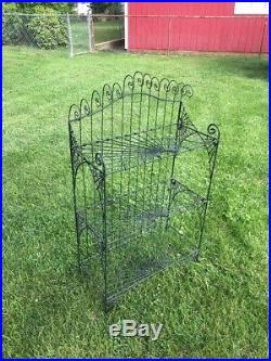 Vintage Plant Stand Scallop Detail Solid Iron Heavy Sturdy 46x26x12