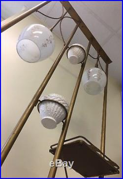 Vintage Retro Indoor Light Lamp Plant Shelf Gold Stand 50s Mid-Century Modern