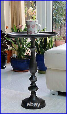 Vintage Side Table Round End Furniture Rustic Metal Lamp Plant Phone Small Stand