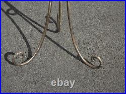 Vintage Solid Metal Iron Jardiniere Decorative Plant Stand w Crackled Glass Vase