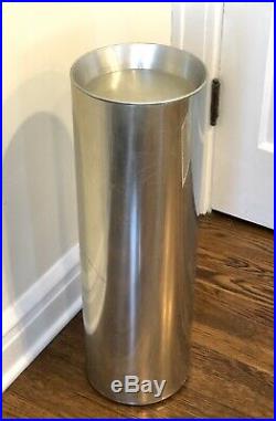 Vintage Stainless Steel Cylinder Plant Stand Pedestal Peter Pepper Products Era