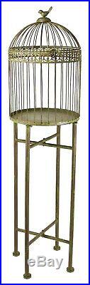 Vintage Style Decorative Metal 2-Piece Bird Cage / Plant Stand with Base, 41''H