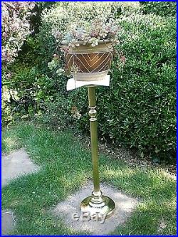 Vintage Tall Gilt Metal Pedestal Plant / Display Stand