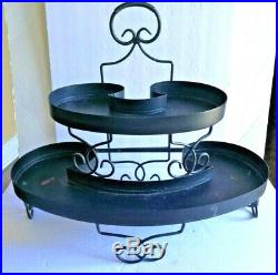 Vintage Tiered Plant Stand Mid Century Tiered Black Metal Tray Curved Flat