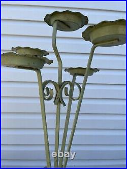 Vintage Twisted Wrought Iron Flower Plant Stand Holder 30 5 Tier Mid Century
