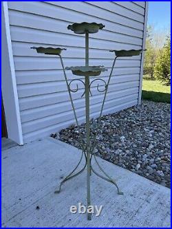 Vintage Twisted Wrought Iron Flower Plant Stand Holder 30 5 Tier Mid Century