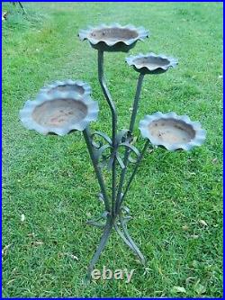 Vintage Twisted Wrought Iron Flower Plant Stand Holder 33 Tall 5 Tier