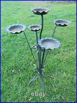 Vintage Twisted Wrought Iron Flower Plant Stand Holder 33 Tall 5 Tier