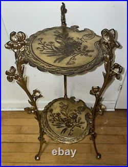Vintage Two Tier Casted Metal Plant Stand Floral Levels CLASSIC