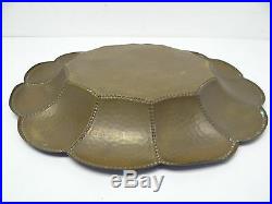 Vintage Used Metal Brass Hand Hammered Petal Shaped Decorative Plant Stand Bowl