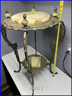 Vintage Victorian Metal & Marble Double Plant Stand (beautiful)