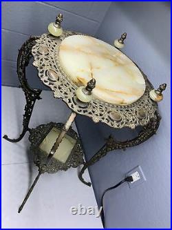 Vintage Victorian Metal & Marble Double Plant Stand (beautiful)