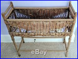 Vintage Wicker Plant Stand Planter Garden Yard Patio House Good Metal Liner USA