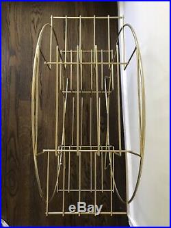 Vintage Wire Plant Stand MCM Atomic Metal Art Deco Round 4 Tier 6 Shelf Gold