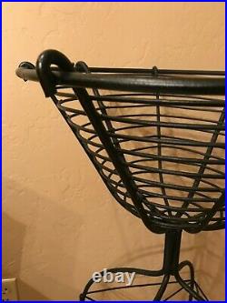Vintage Wrought Iron Bowl Basket Plant Stand Holder 37