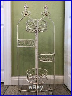 Vintage Wrought Iron Large 4 Tier Plant Stand. Indoor Outdoor Plant Display