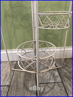 Vintage Wrought Iron Large 4 Tier Plant Stand. Indoor Outdoor Plant Display