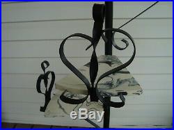 Vintage Wrought Iron Metal & Marble 5 Step Shelf Spiral Staircase Plant Stand