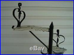 Vintage Wrought Iron Metal & Marble 5 Step Shelf Spiral Staircase Plant Stand