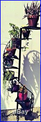 Vintage Wrought Iron Metal Spiral Staircase Plant Stand 7 FT TALL! PRICE CUT