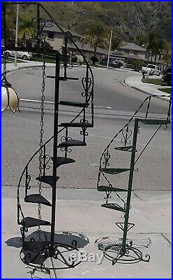 Vintage Wrought Iron Metal Spiral Staircase Plant Stand 7 FT TALL! PRICE CUT