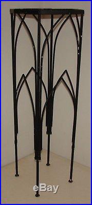 Vintage Wrought Iron Plant Stand with Gothic Cathedral Arch Arches 36 tall