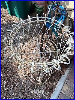 Vintage Wrought Iron Round Basket Plant Stand Inside Outside Shabby Boho Garden
