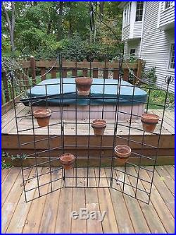 Vintage Wrought Iron Six Pot Plant Stand Garden Screen Trellis Planter Fence