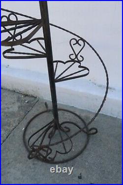 Vintage Wrought Iron Twisted Metal Spiral Plant Stand H 47.5