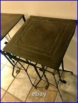 Vintage arts and crafts iron metal plant stand table