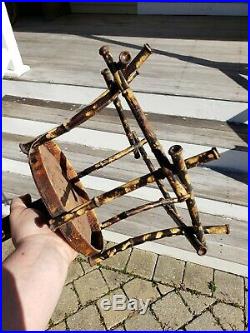 Vintage faux Bamboo Plant Holder Pot Stand Boho Chic RARE Spain mcm metal