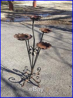 Vintage wire metal 5 arm patio plant stand mid century