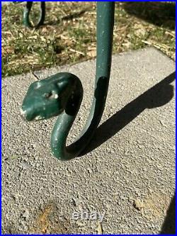 Vtg Antique Rot Cast Iron SNAKE FEET Half Moon End TABLE Plant HEAVY Stand