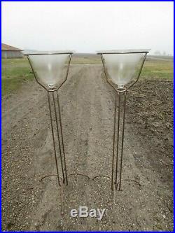 Vtg Atomic Plant Stand Steel Hairpin Leg Planter MCM 39 Bullet Wire Machine Age