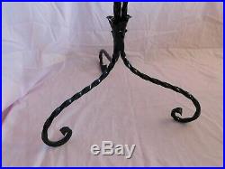 Vtg DECO Twisted Wrought Iron Copper Pot Plant Stand Metal Iron MCM Planter