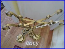 Vtg Iron metal Plant Stand 7 holder 6 rotating arms indoor outdoors 1950's