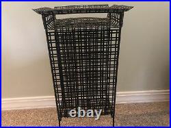 Vtg MCM Mid Century Modern Black Metal Plant Stand Art Side Table Magazine Couch