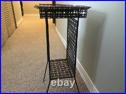 Vtg MCM Mid Century Modern Black Metal Plant Stand Art Side Table Magazine Couch