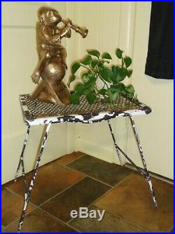 Vtg Mid Century Modern Metal Plant Stand Porch Patio Garden Art Side Table Paint