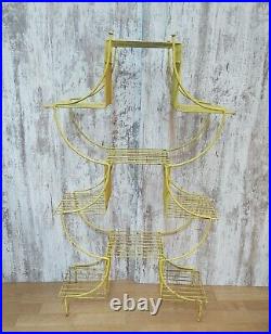 Vtg. Mid Century Modern Wire Metal Atomic Plant Stand Pagoda Holds 9 Plants