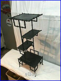 Vtg Oriental 4 Tier Metal Plant Stand Toyo Designs Japan Style Theme 30in Tall
