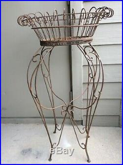 Vtg Victorian Style Wrought Iron Metal Plant Stand 41 Tall