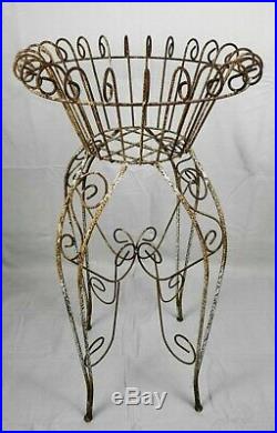 Vtg Victorian Style Wrought Iron Metal Plant Stand 41 Tall P/U Ft Collins CO