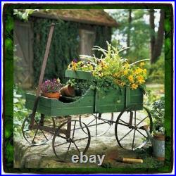 Wagon Decorative Garden Planter Blue, Green or Red Outdoor Yards Showcase Blooms